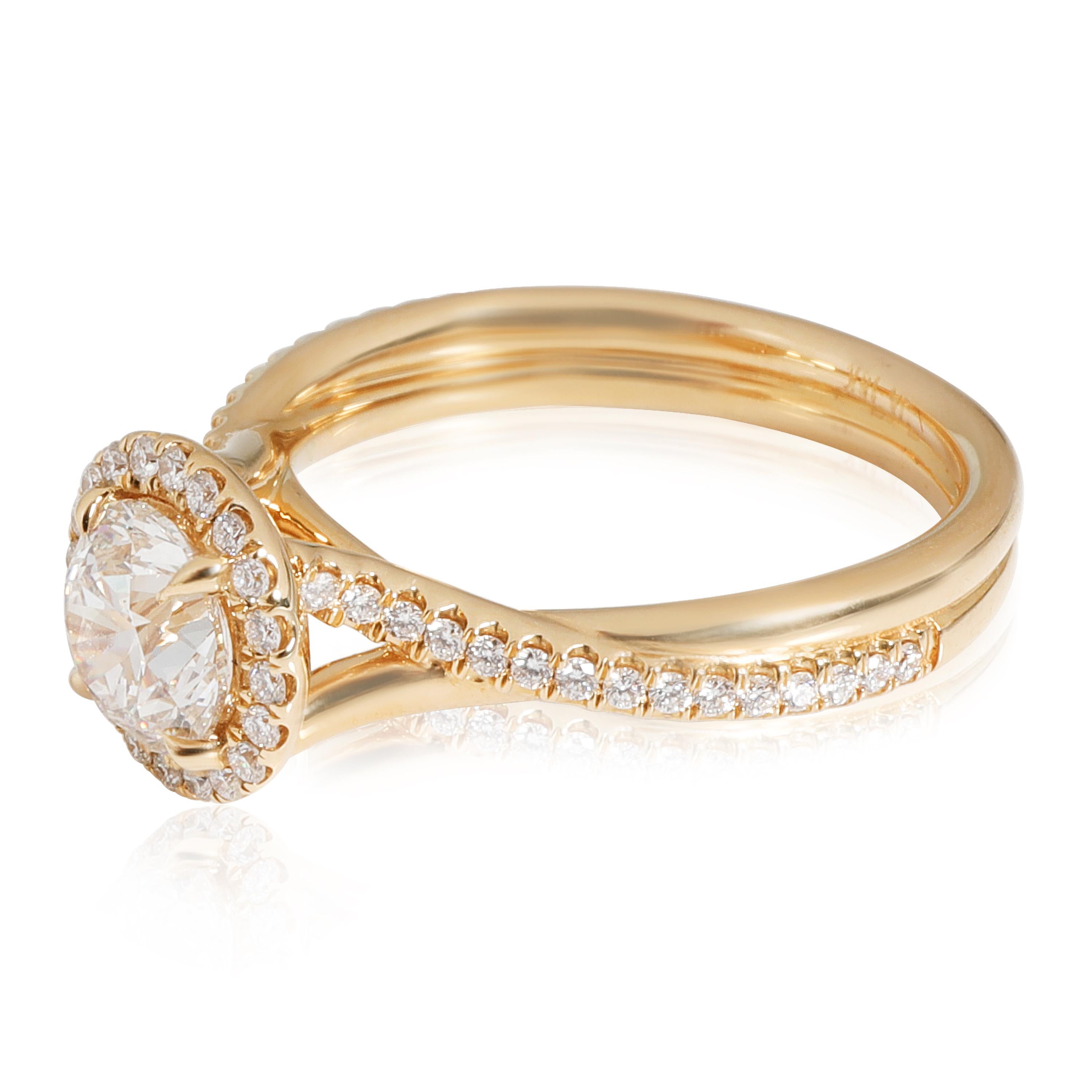 James Allen James Allen Halo Diamant Verlobungsring in 18k Gelbgold I SI1 1,28 Gesamtkaratgewicht im Zustand „Hervorragend“ in New York, NY