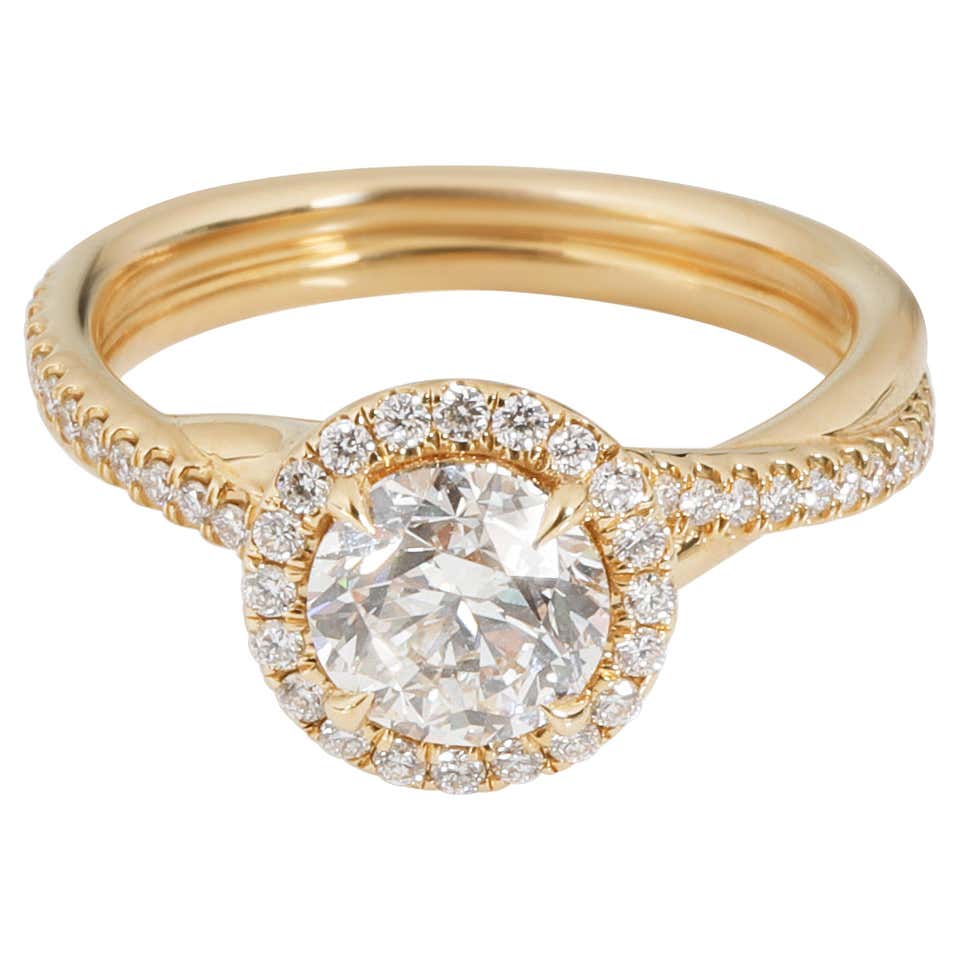 Allen Rings James Allen Halo Diamond Engagement Ring in 18k Yellow Gold I SI1 1.28 ...