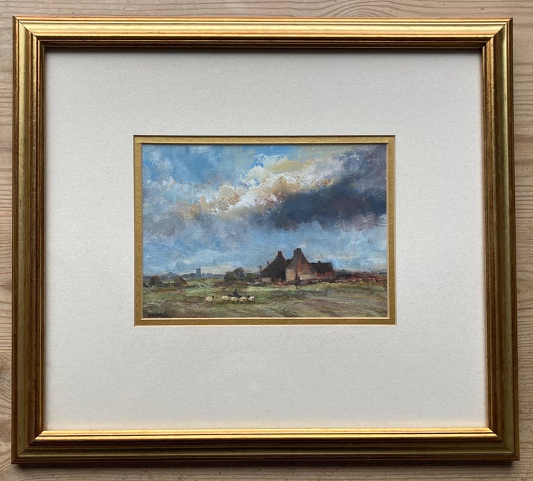 James Allen, Norfolk landscape with sheep and cottage For Sale 1