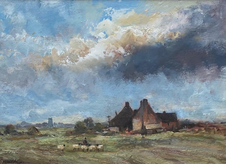 James Allen, Norfolk landscape with sheep and cottage For Sale 2