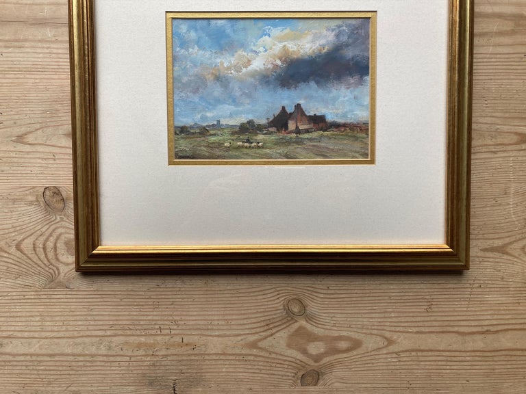 James Allen, Norfolk landscape with sheep and cottage For Sale 4