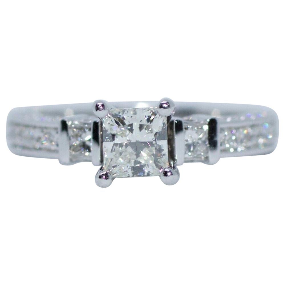 James Allen Platinum GIA Certified Princess Cut Diamond 3-Stone Ring