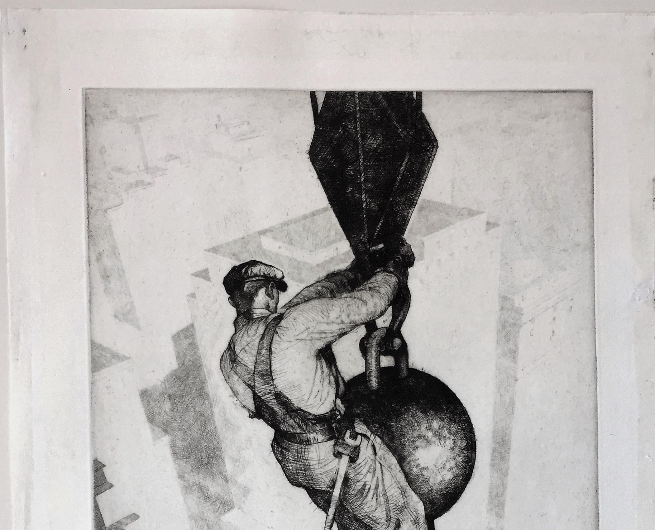 On Top of the World. c, 1936. Etching and drypoint.  12 5/16 x 8 5/16 (sheet 15 1/2 x 11 5/16). Good condition apart from glue residue in the outer margins from a previous mat, well away from the image.  A rich impression with subtle inking printed