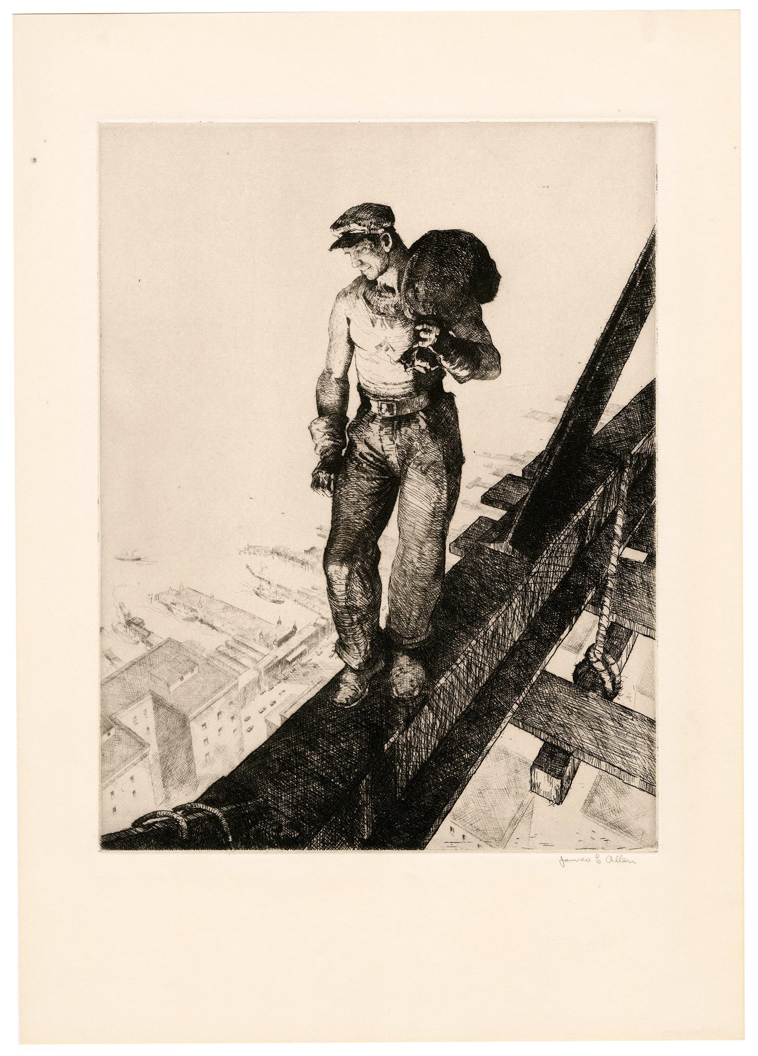 'Spiderboy' — 1930s American Realism, New York City - Print by James Allen