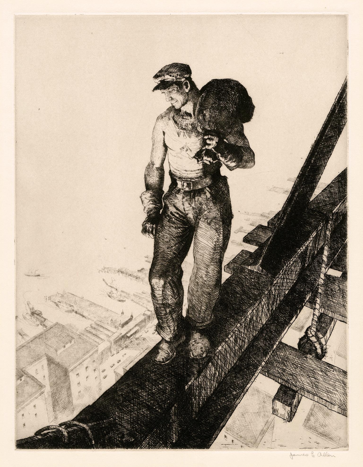 James Allen Figurative Print – Spiderboy" - Amerikanischer Realismus der 1930er Jahre, New York City