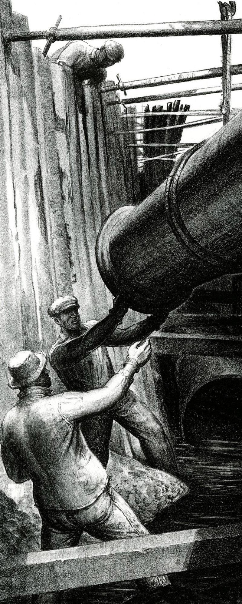 The Trench - Black Figurative Print by James Allen
