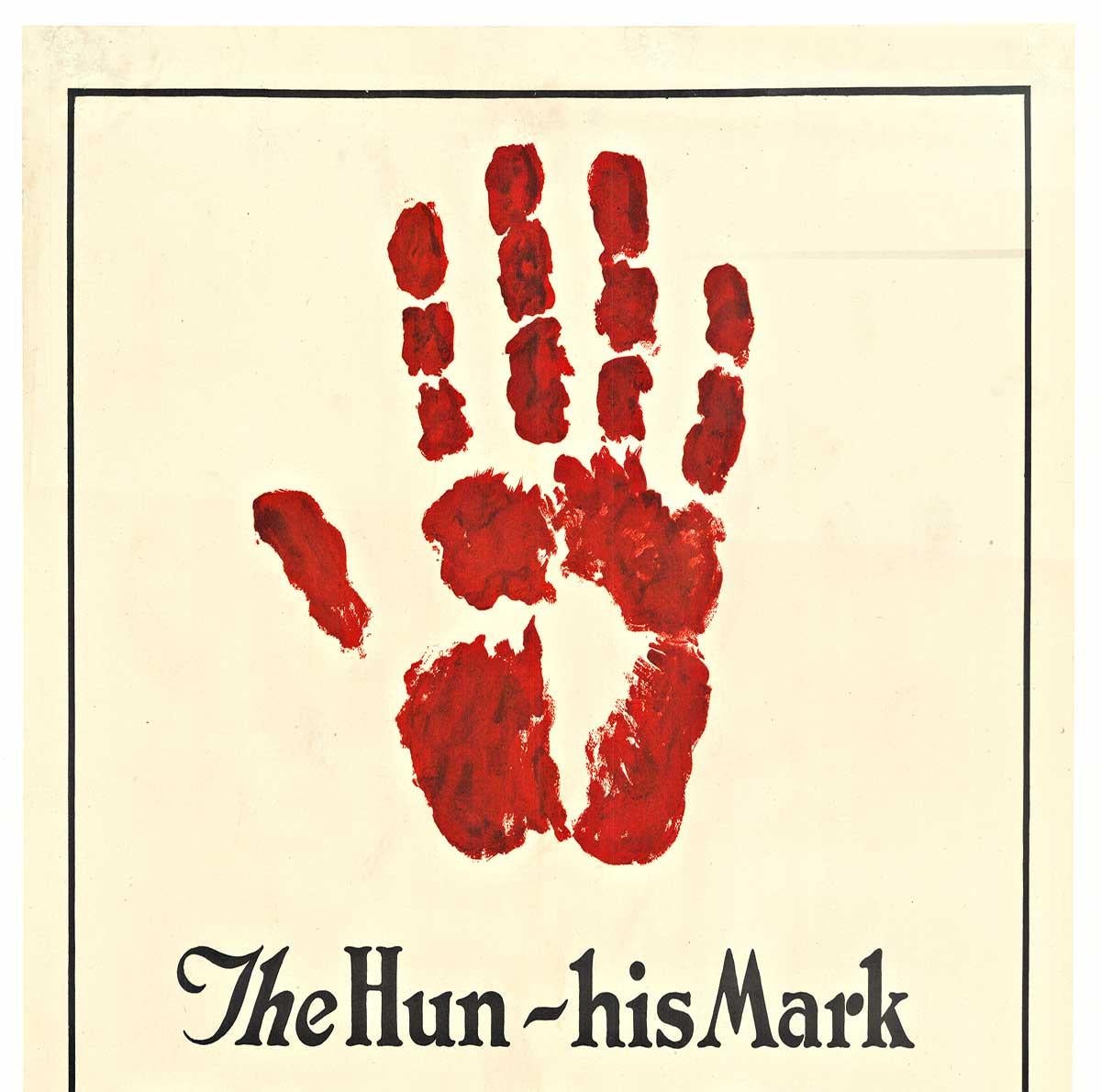 Original 'Blot it Out The Hun - his Mark' vintage 1918 WW1 postter - Print by James Allen St. John