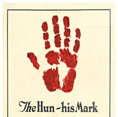 Original 'Blot it Out The Hun - his Mark' vintage 1918 WW1 postter