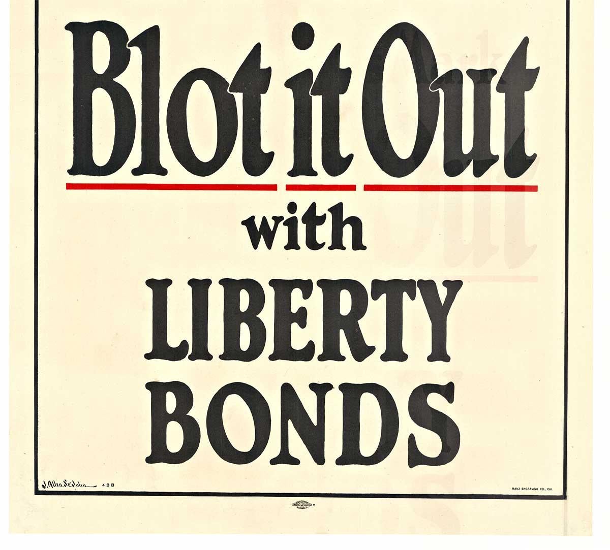 Original 'Blot it Out The Hun - his Mark' vintage 1918 WW1 postter - American Modern Print by James Allen St. John