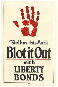 Original 'Blot it Out The Hun - his Mark' vintage 1918 WW1 postter