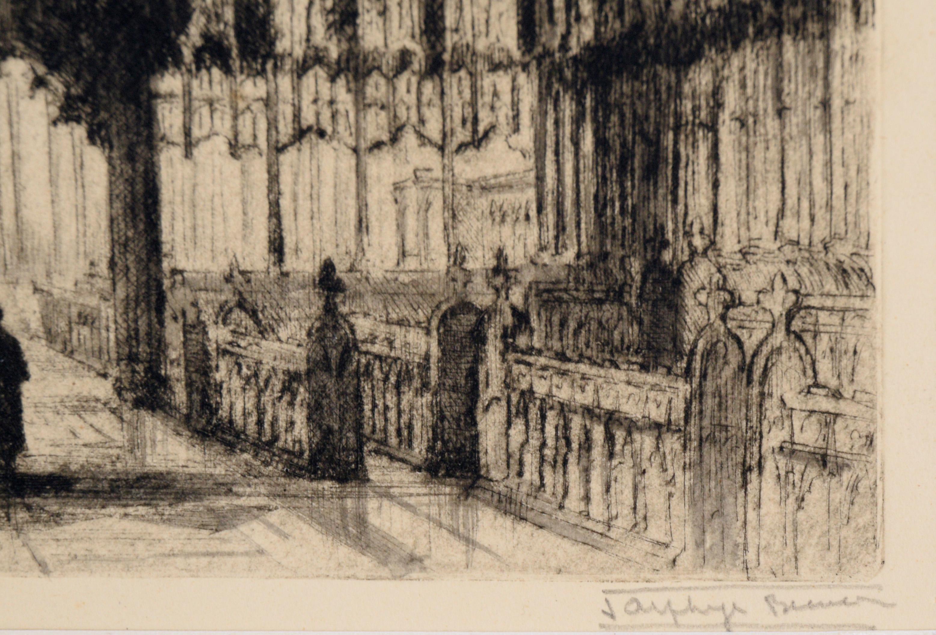 Chester Cathedral - Drypoint Etching in Ink on Paper - Romantic Print by James Alphege Brewer