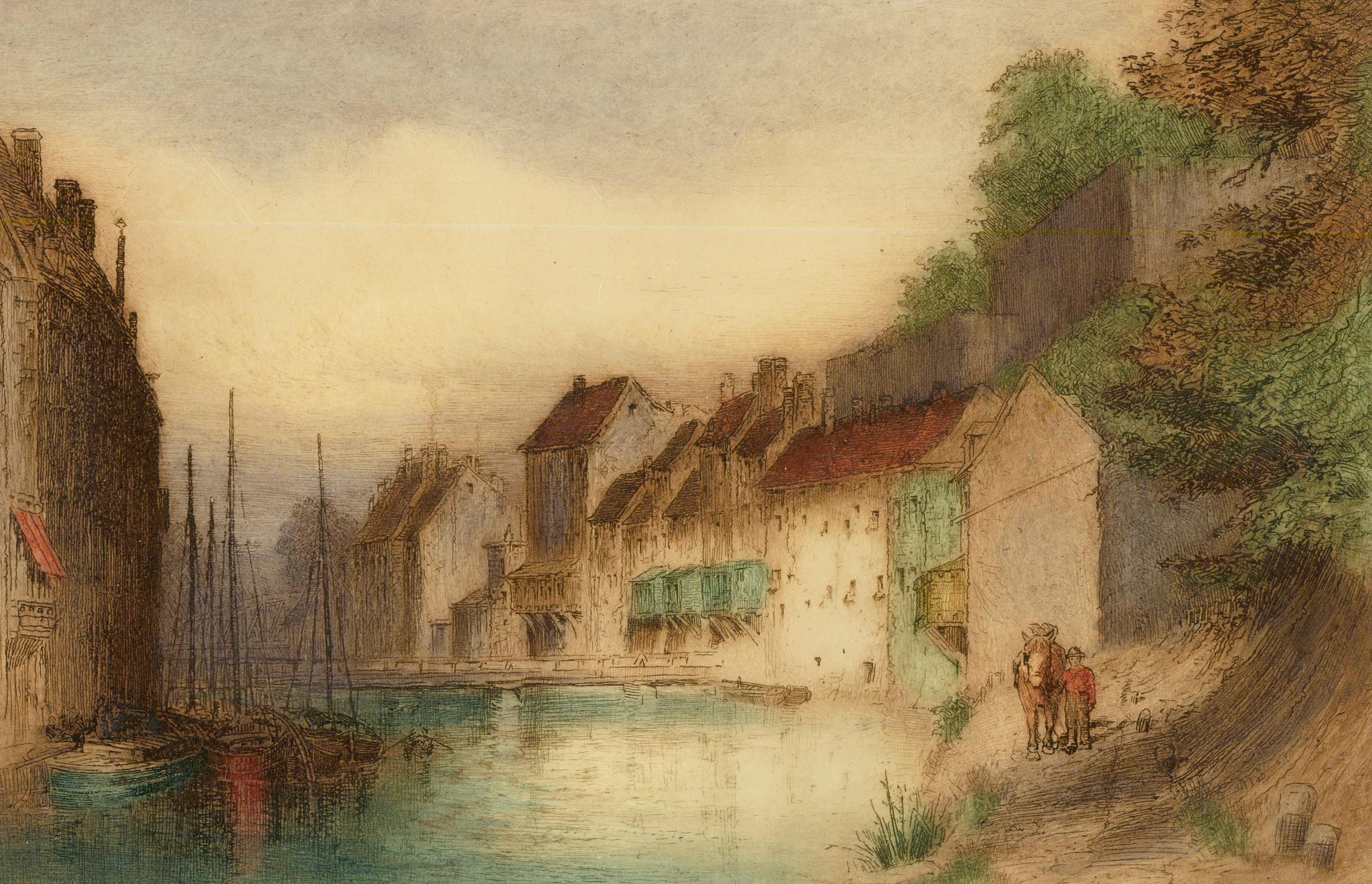 James Alphege Brewer (1881-1946) - Etching, On the Sambre, Old Namur 1