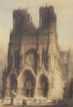 James Alphege Brewer (C.1909-1938) - Gravure, Cathédrale Notre-Dame de Reims