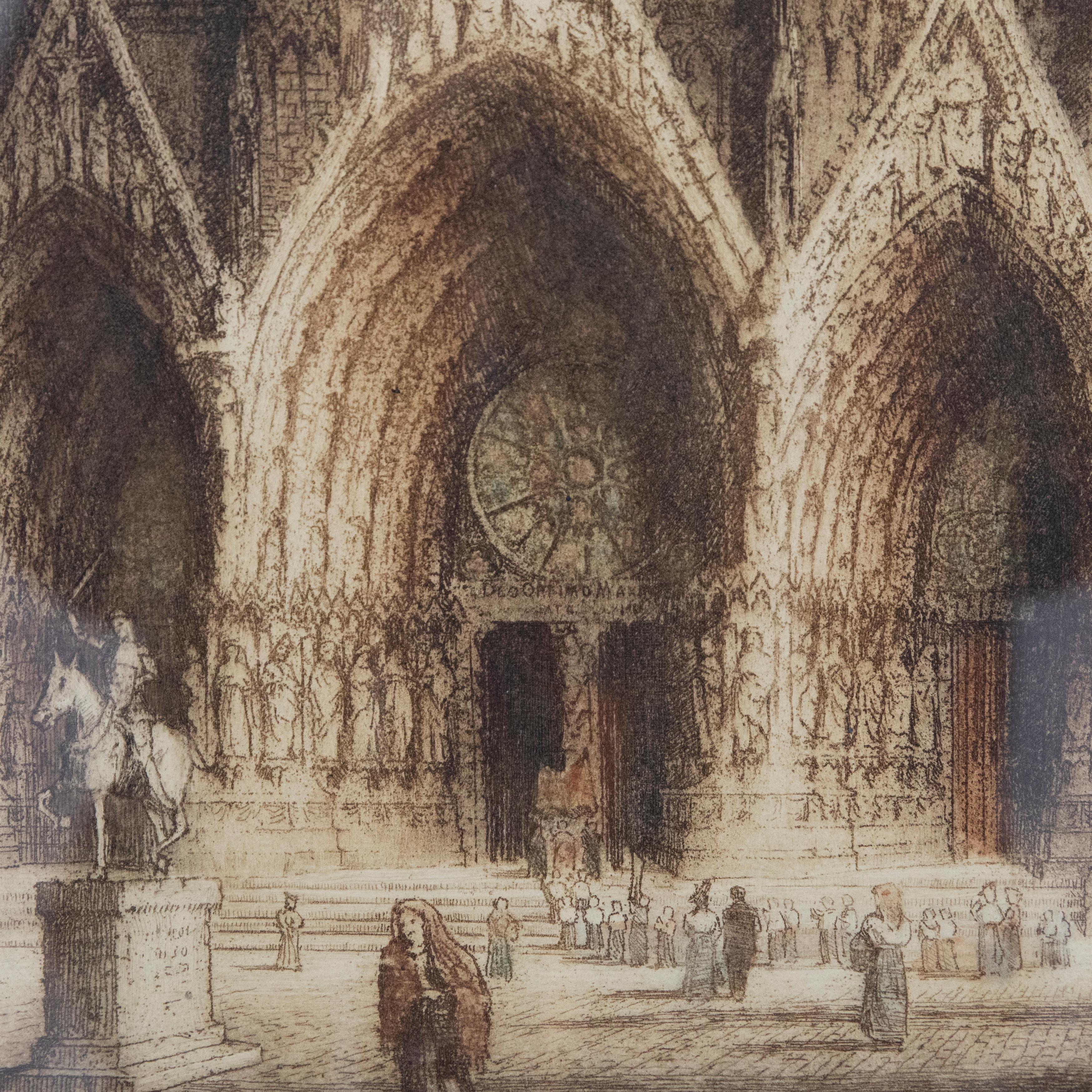 James Alphege Brewer (c.1909-1938) - Etching, Cathédrale Notre-Dame de Reims For Sale 2