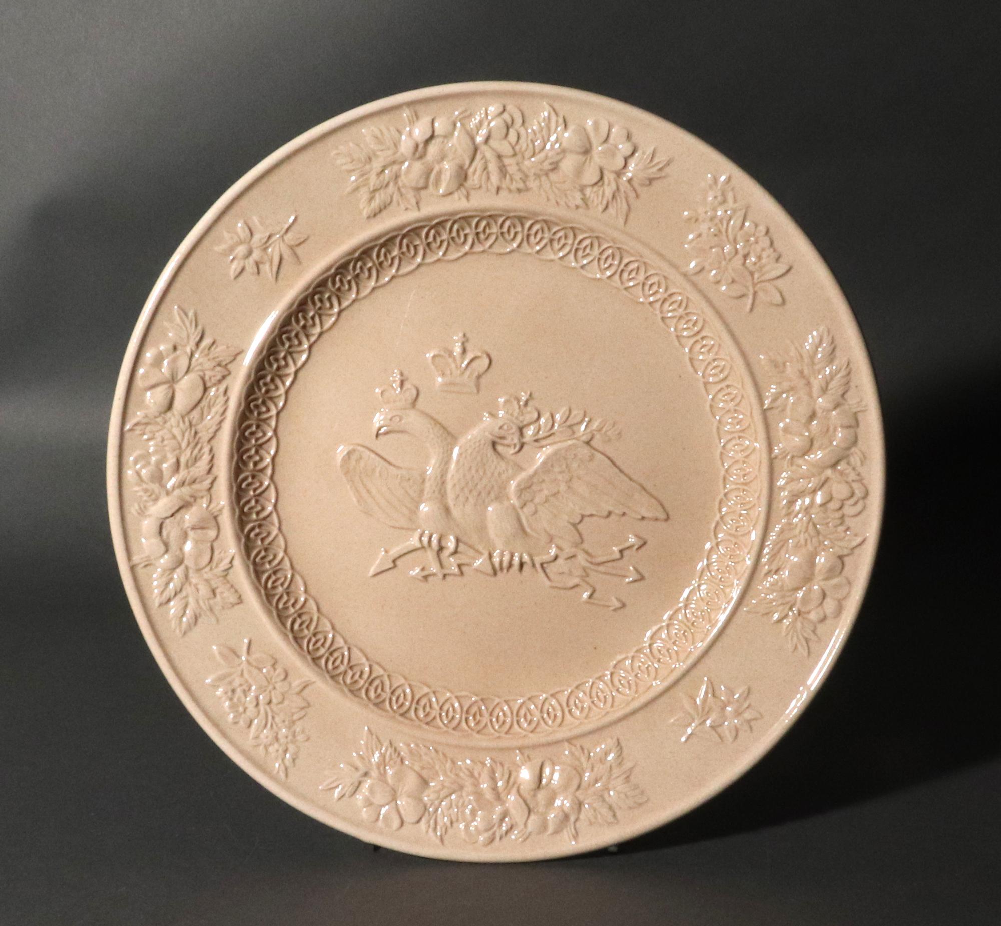 Pottery James and Ralph Clews Lead-Glazed Earthenware Plates with Russian Eagles-Eight For Sale