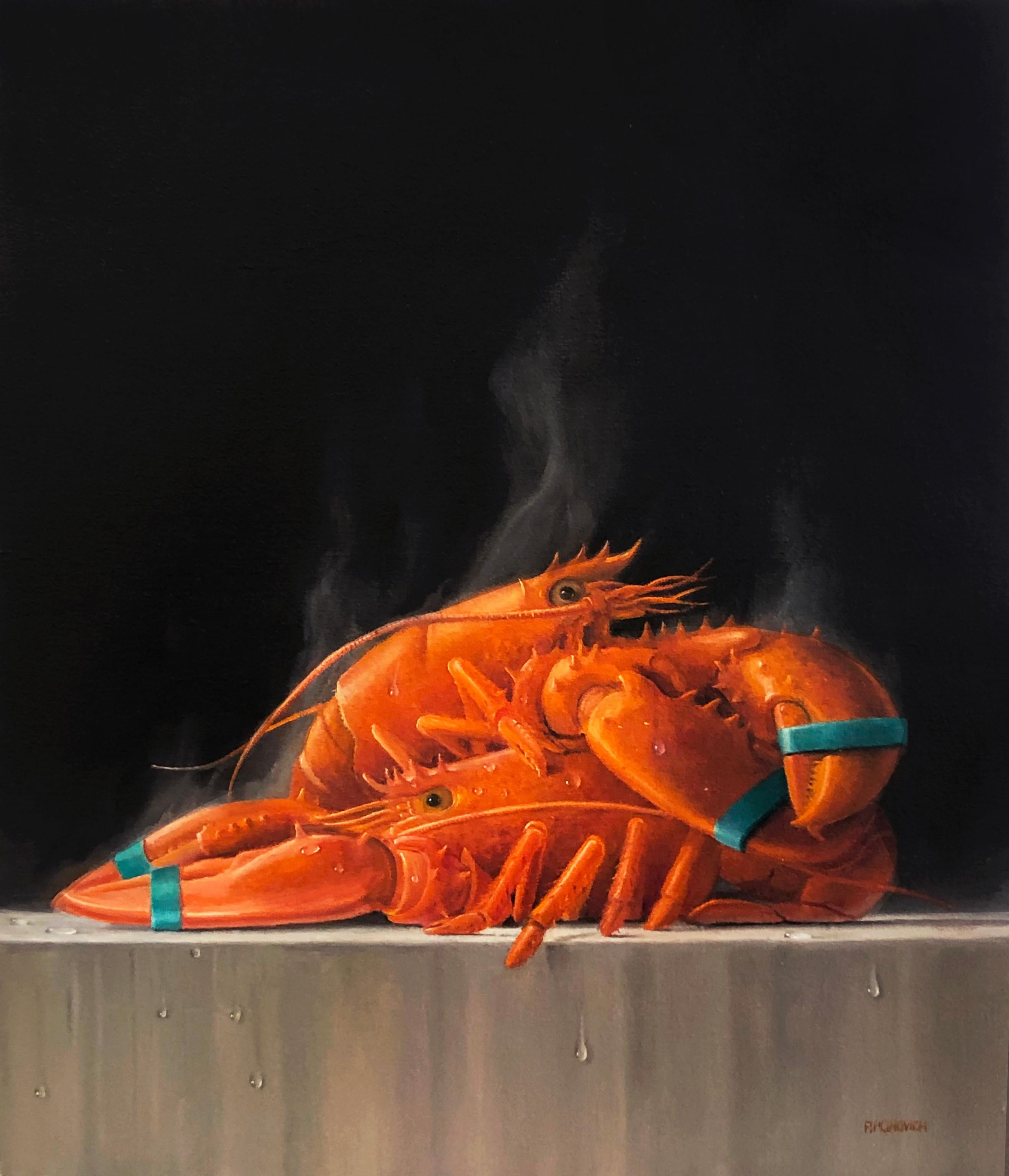 James Aponovich Still-Life Painting - Lobsters
