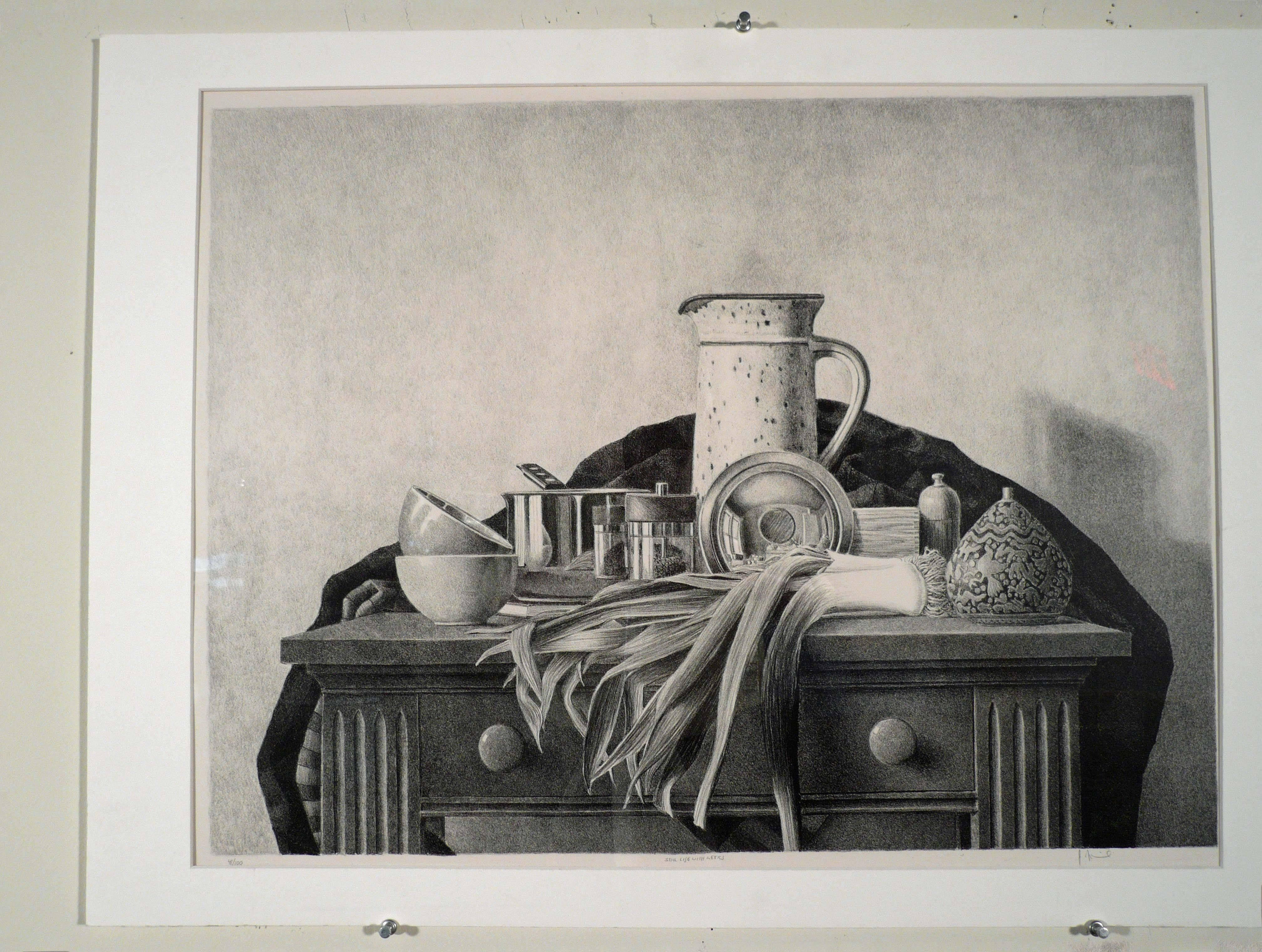 STILL LIFE WITH LEEKS (Amerikanischer Realismus), Print, von James Aponovich