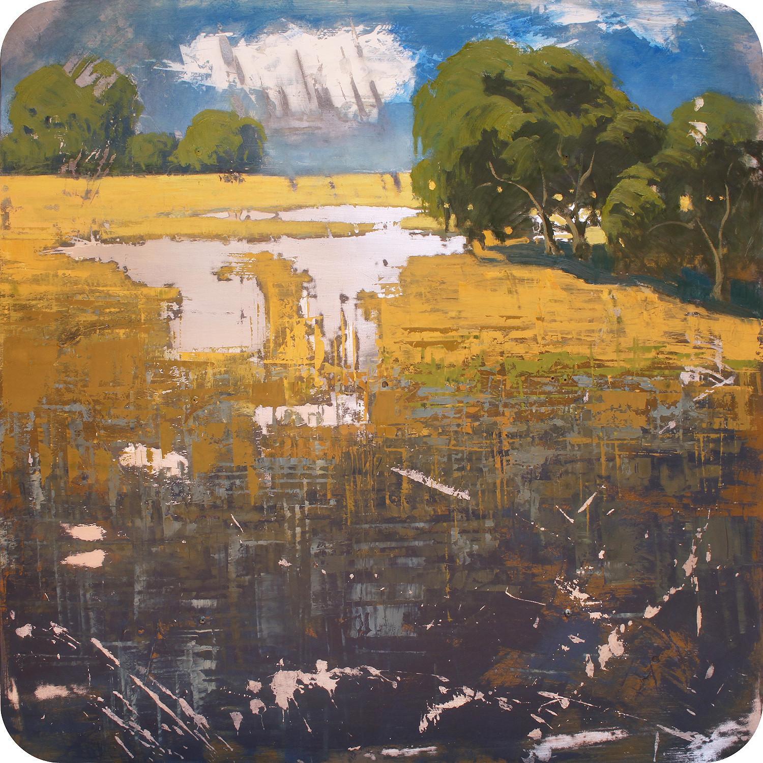 James Armstrong Landscape Painting - Oaks & Pond II