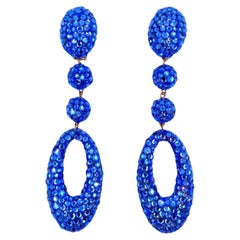 James Arpad Blauer Strass Oval Tropfen-Ohrclip-On-Ohrringe