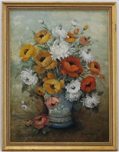 James Arthur Morris - Framed 1988 Oil, Still Life of Poppies 
Anemones