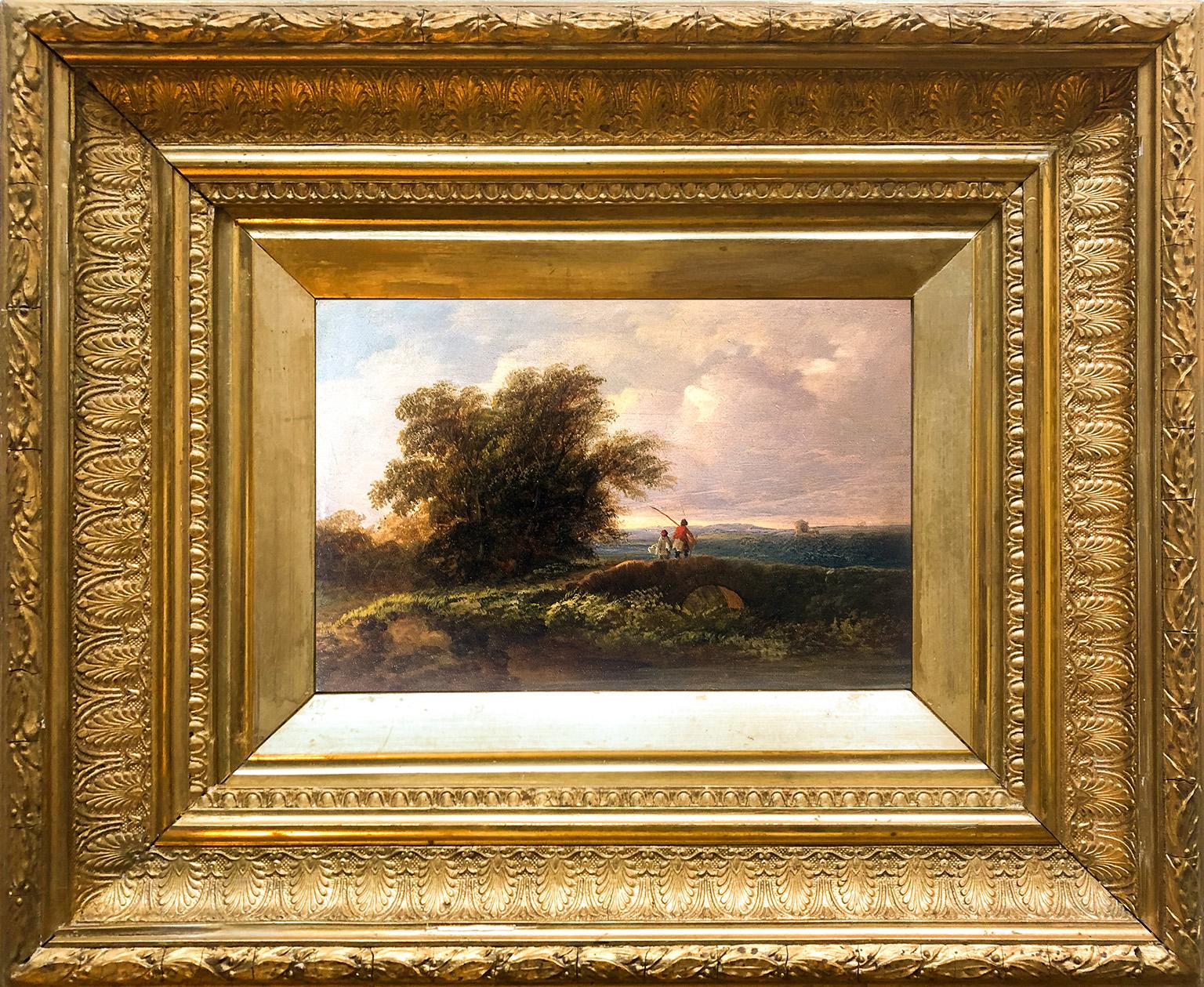 James Arthur O'Connor Landscape Painting -  Father and son fishing (Circa 1830)