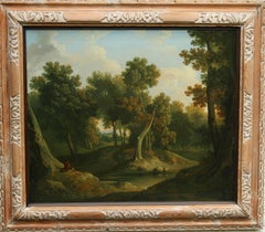 Old Master Wooded Landscape - Irish 1830 art woodland oil painting 