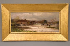Oil painting by James Aumonier “The Old Swan, Pangbourne Weir”