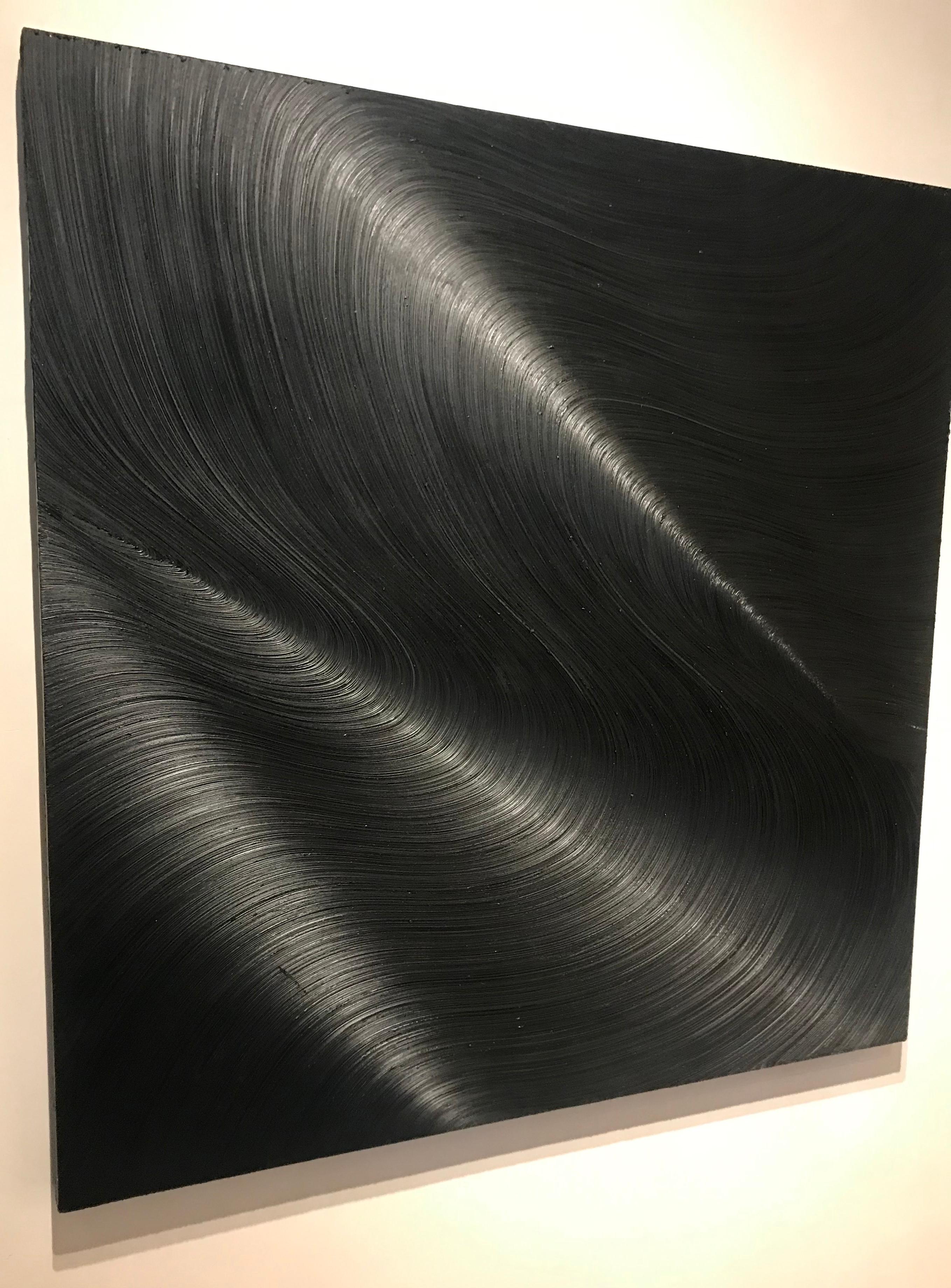 Donegal Breeze- gestural black ivory oil paint on canvas - Black Abstract Painting by James Austin Murray