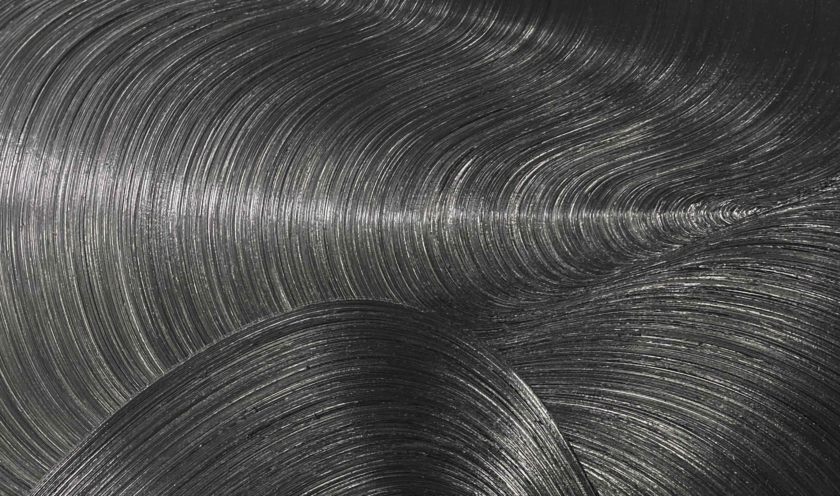 The Upend, Olio, monocromatico, minimalista, nero, strutturato, pittura, movimento - Painting Astratto di James Austin Murray