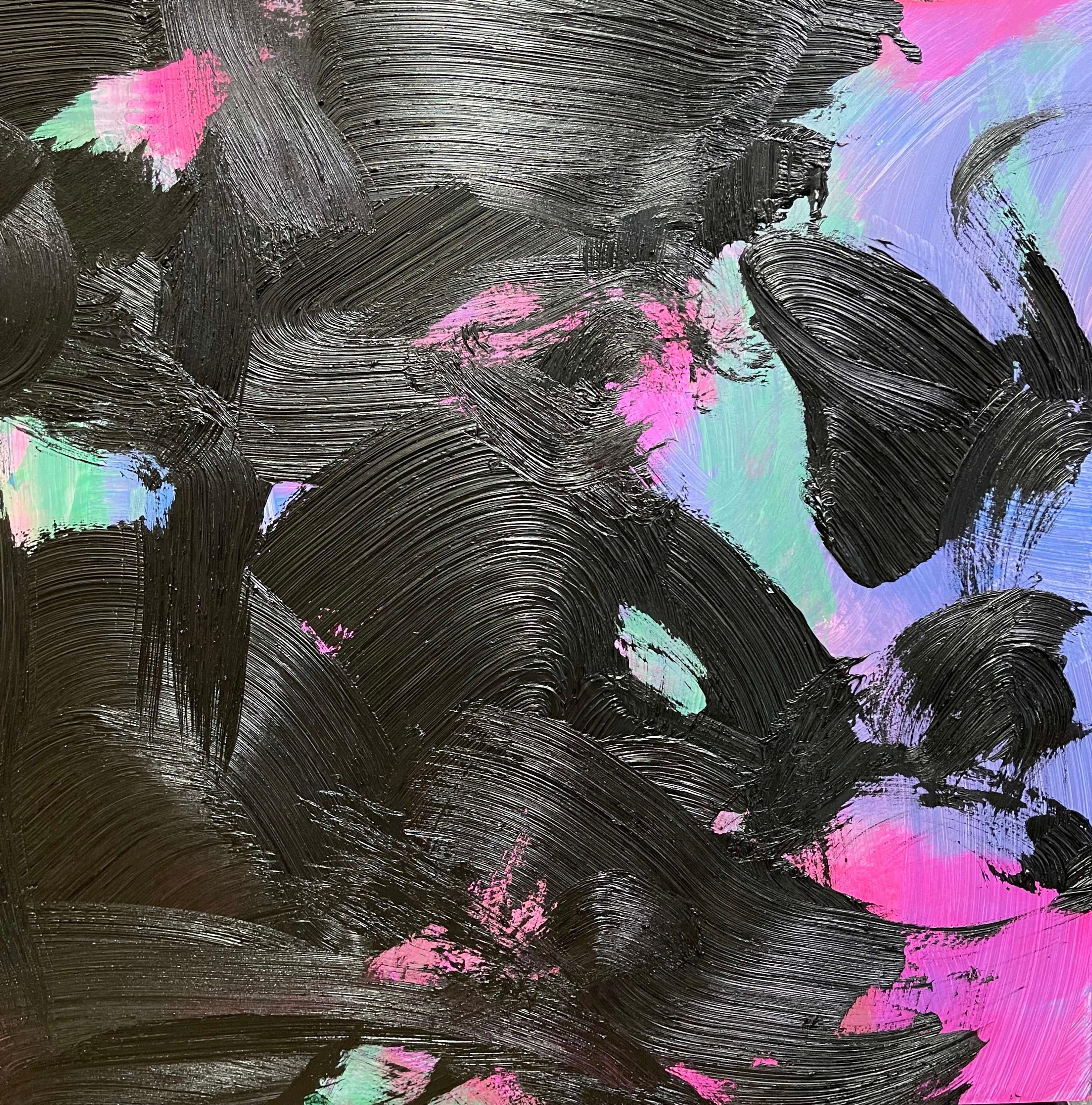 Undercolor 5-15-06 - Black, pink and purple abstract oil painting