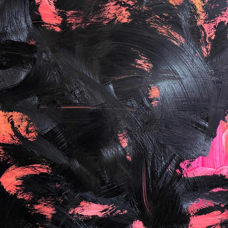 James Austin Murray - Peinture à l'huile abstraite noire, orange et rose,  sous-couche 6-09-03 En vente sur 1stDibs