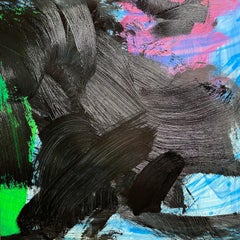 Undercolor 6/17-4 - Black and multicolor abstract oil painting
