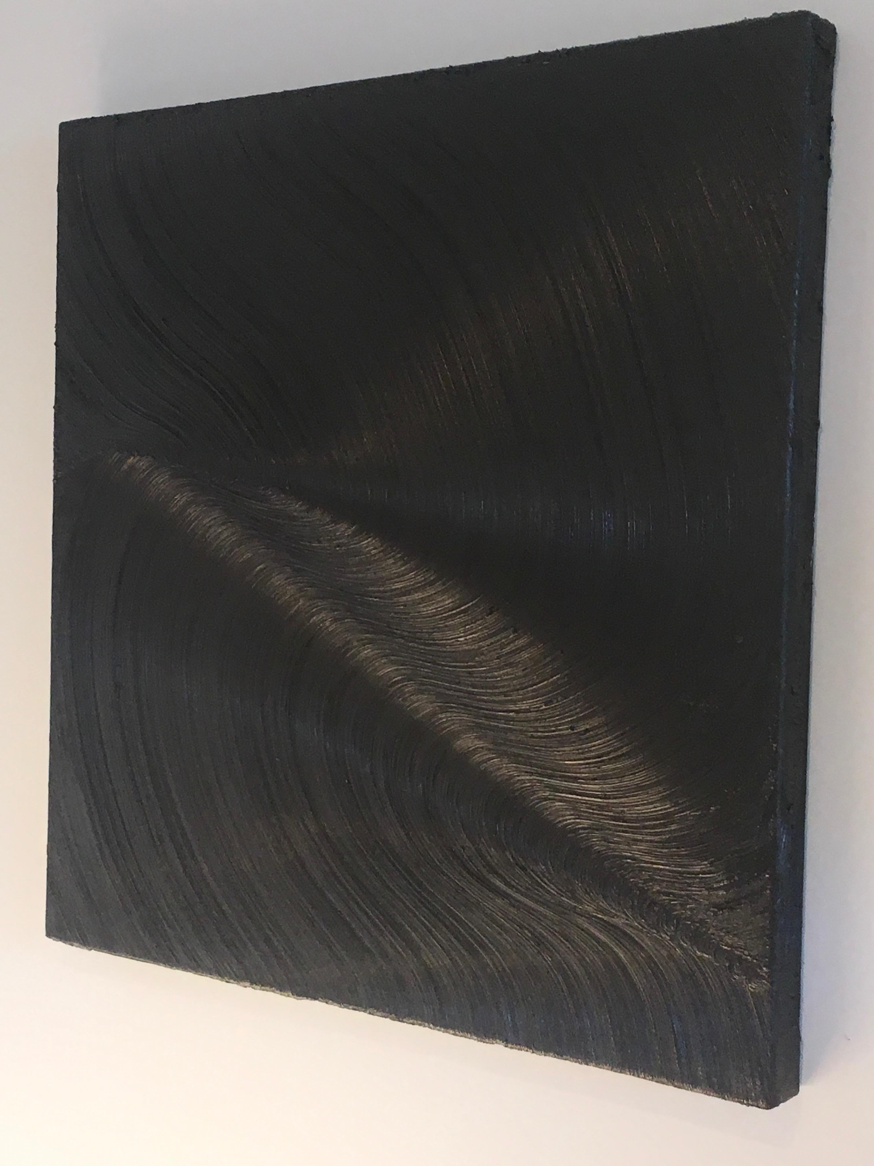 Untitled 2019, Monochromatic oil painting, minimalist, black, Textured - Painting by James Austin Murray