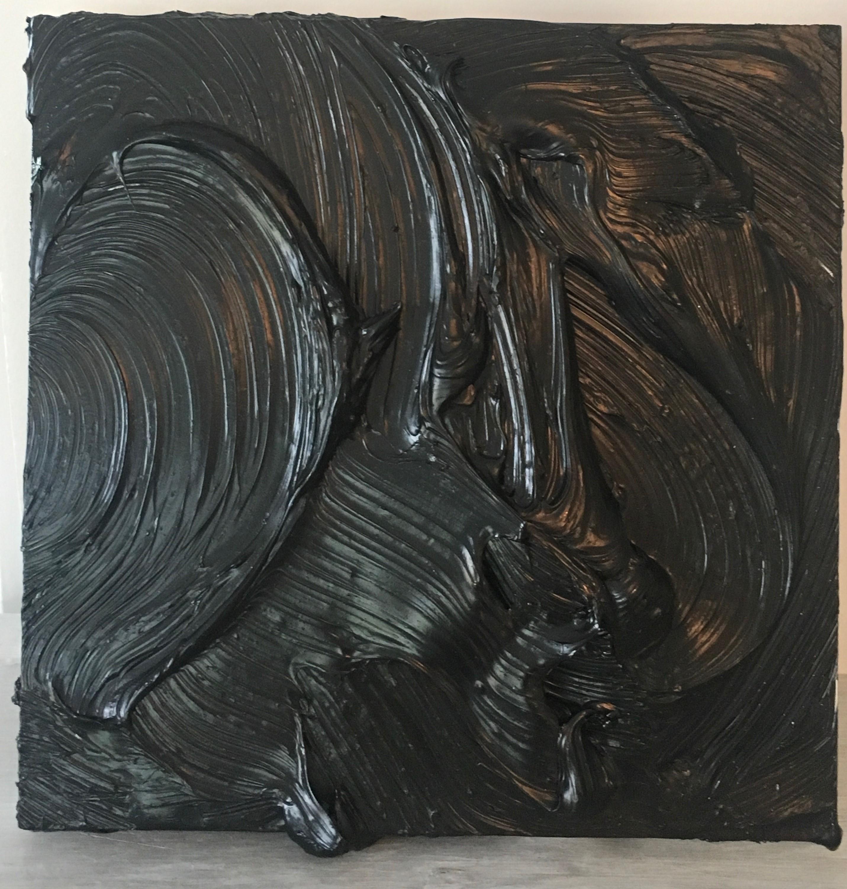 James Austin Murray Abstract Painting - Untitled, Monochromatic, oil painting, minimalist, black, Textured, Dimensional