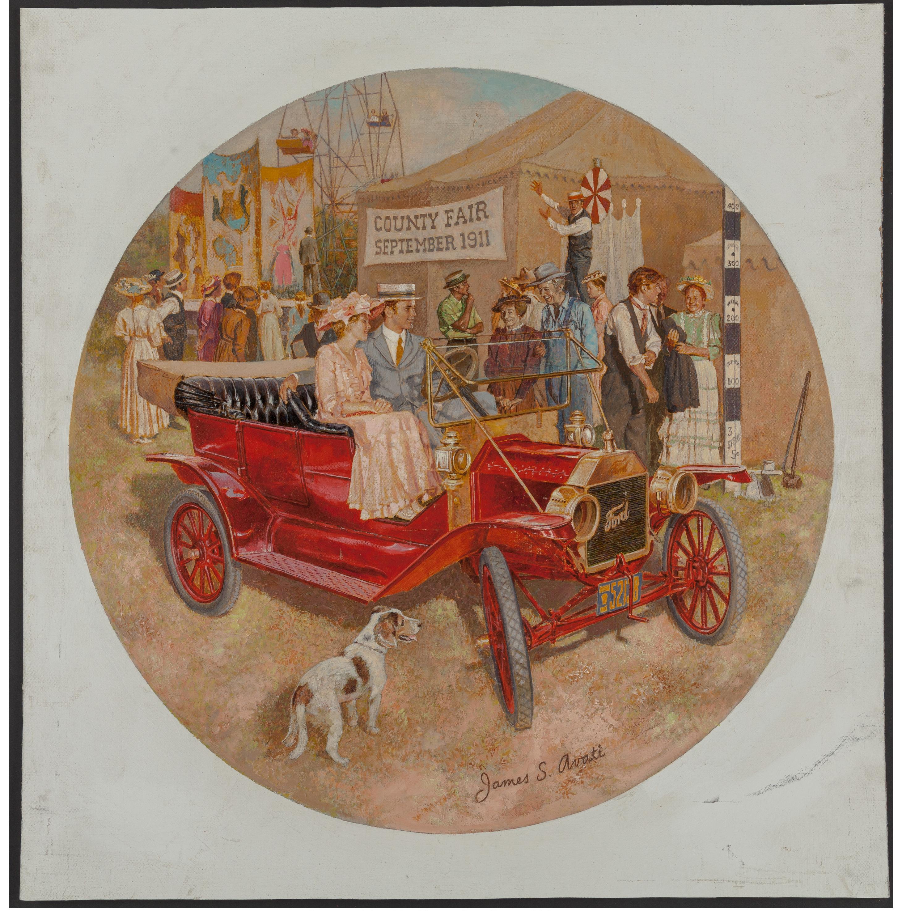 Ford en la Feria - Figurative Painting Marrón de James Avati