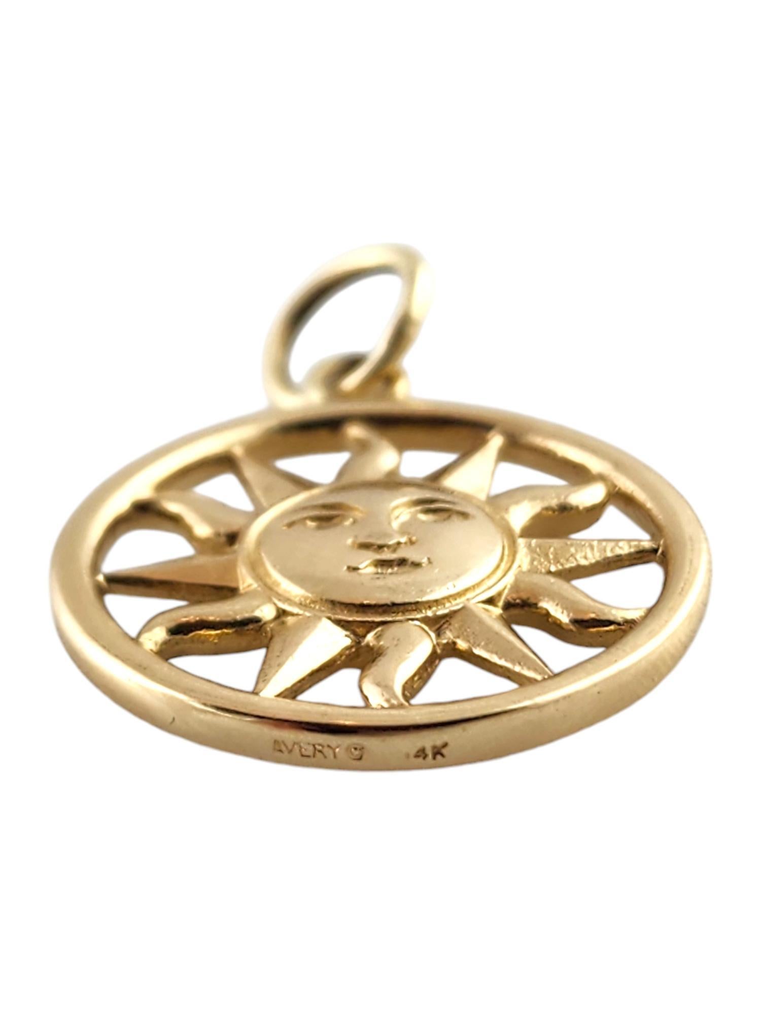 James Avery 14 Karat Yellow Gold Sun Pendant #18786 In Good Condition In Washington Depot, CT