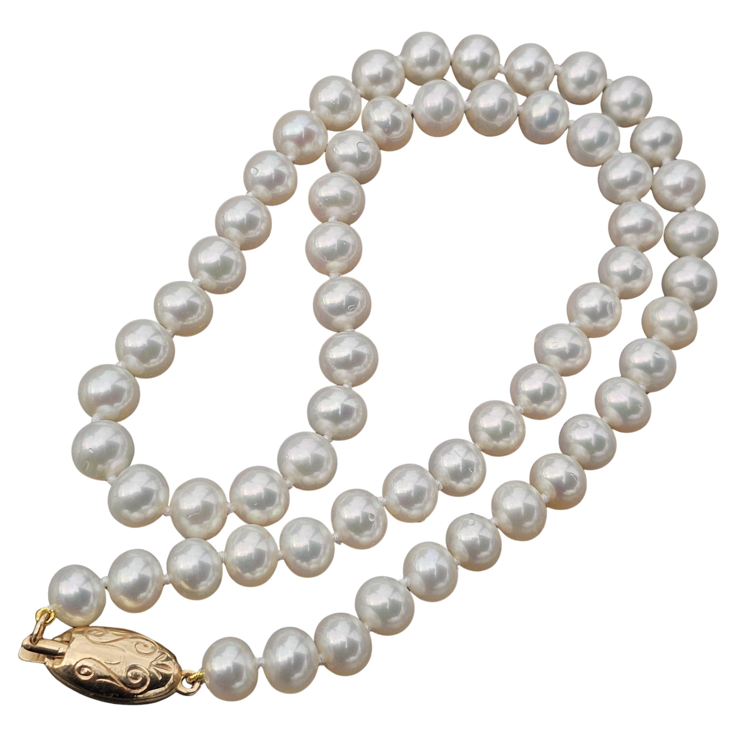 James Avery 14k Gold Clasp Pearl Strand Necklace 7-8mm Freshwater 18" For Sale