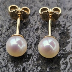 James Avery 14k Yellow Gold 6mm Akoya Pearl Stud Earrings 1.5g June Birthstone