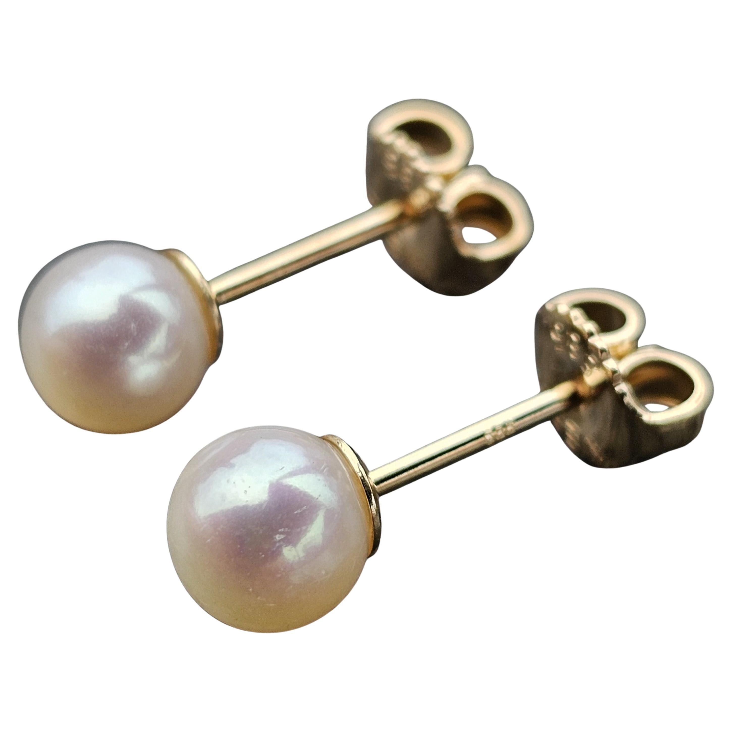 James Avery 14k Yellow Gold 6mm Akoya Pearl Stud Earrings 1.5g June Birthstone
