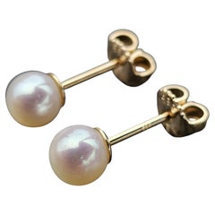 James Avery 14k Yellow Gold 6mm Akoya Pearl Stud Earrings 1.5g June Birthstone