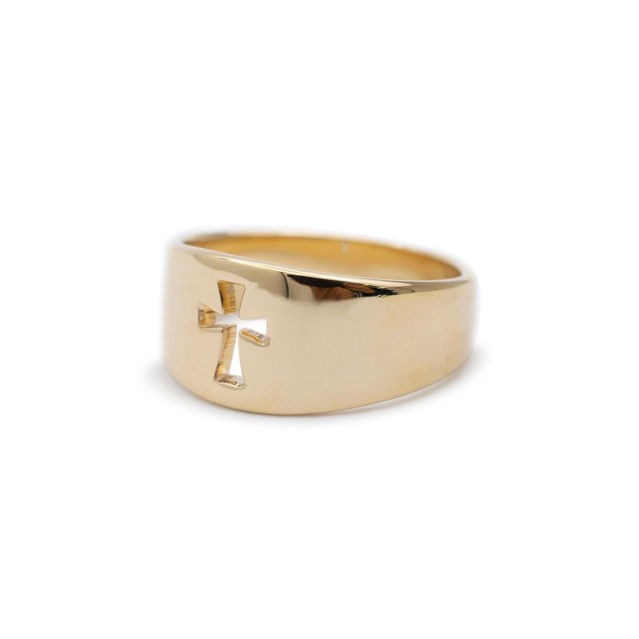 James Avery 14K Yellow Gold Cross Band Ring In Excellent Condition In Houston, TX