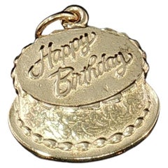 James Avery 14K Yellow Gold Happy Birthday Cake Charm Pendant Retired 4.7g HTF