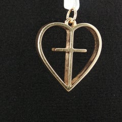 James Avery 14K Yellow Gold Heart Cross Openwork Pendant Charm Vintage Authentic