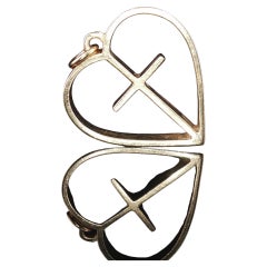 James Avery 14K Yellow Gold Heart Cross Openwork Pendant Charm Vintage Authentic
