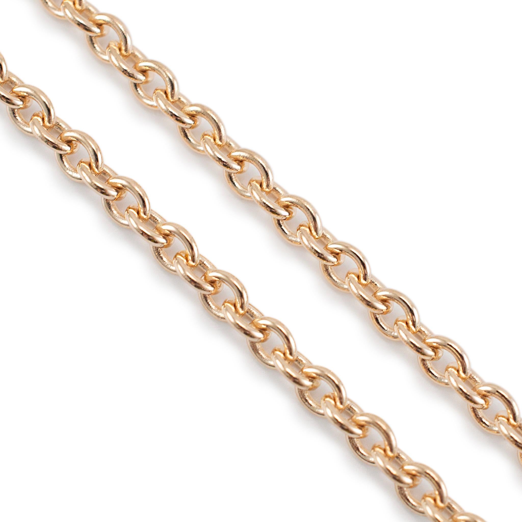 Brand: James Avery

Metal Type: 14K Yellow Gold

Length: 20.00 inches

Width: 3.25 mm

Weight: 14.09 grams

14K Yellow Gold necklace. The metal was tested and determined to be 14K yellow gold. Engraved with 