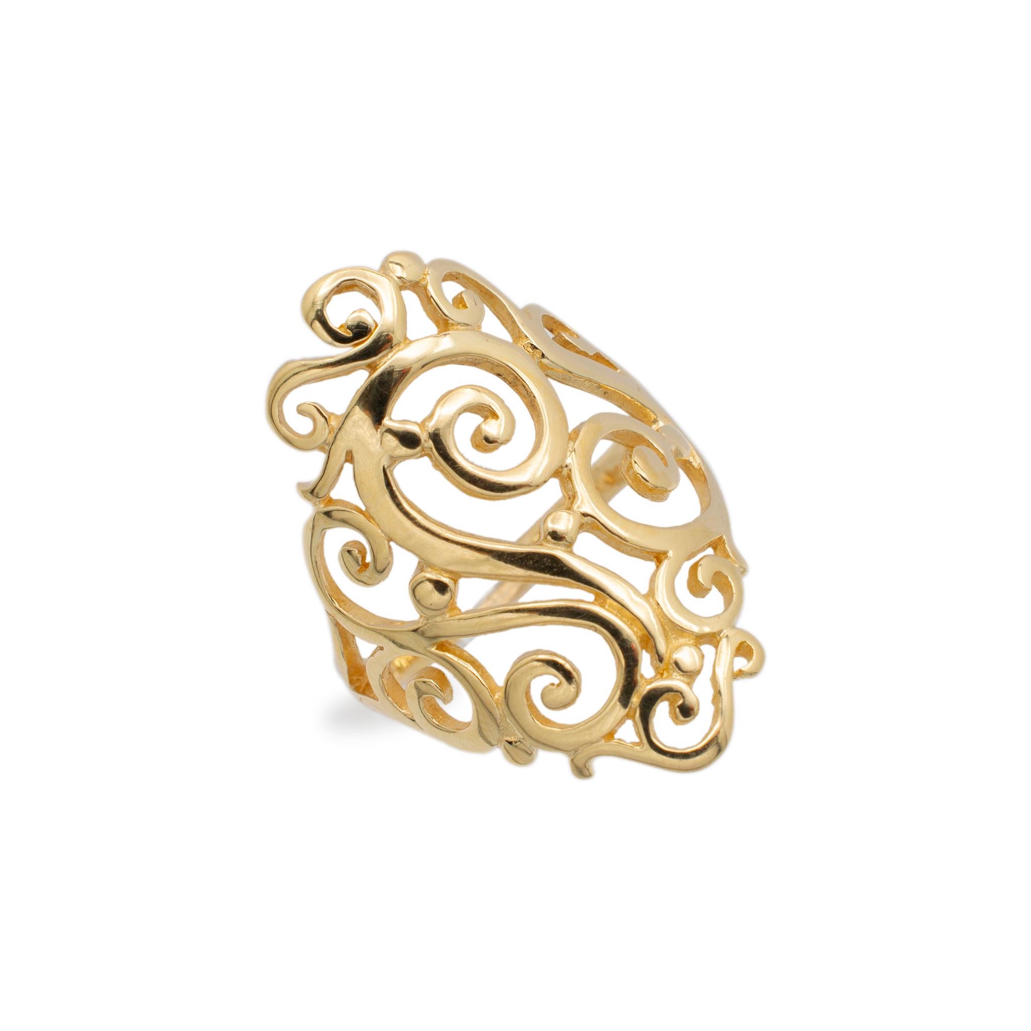 Marke: James Avery

Geschlecht: Damen

Metall Typ: 14K Gelbgold

Größe: 9

Maximale Breite des Schaftes: 2.10 mm

Kopf Messung: 30.0mm X 21.0mm

Gewicht: 6,50 Gramm

Damenring JAMES AVERY aus poliertem 14K Gelbgold. Gestempelt 