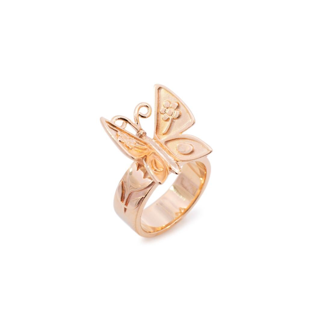 James Avery 14k Yellow Gold Mariposa Butterfly Cocktail Ring In Excellent Condition In Houston, TX