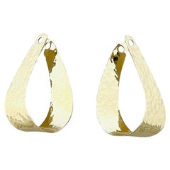 James Avery 14K Yellow Gold Oval Hammered Dangle Earring Jackets #16573
