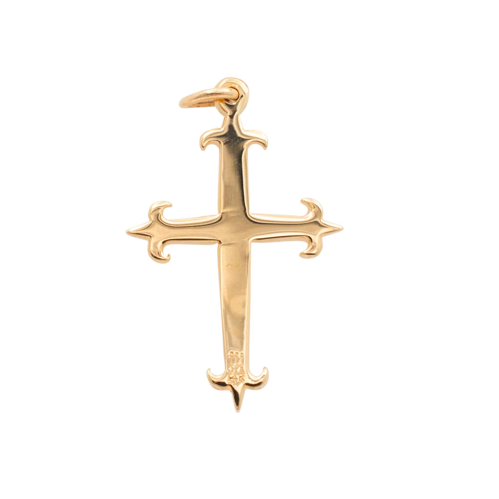 Brand: James Avery

Gender: Unisex

Metal Type: 14K Yellow Gold

Length: 30.00 mm

Width: 20.00 mm

Weight: 2.30 grams

14K yellow gold religious slider pendant. Stamped 