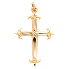 James Avery 14K Yellow Gold Retired Fleur de Lis Cross Pendant